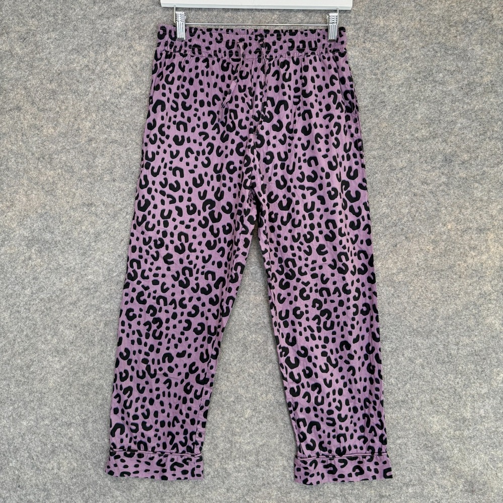 BURU‎ Leopard Print Pull On Pants Womens XS Stretch Pockets Purple Capri